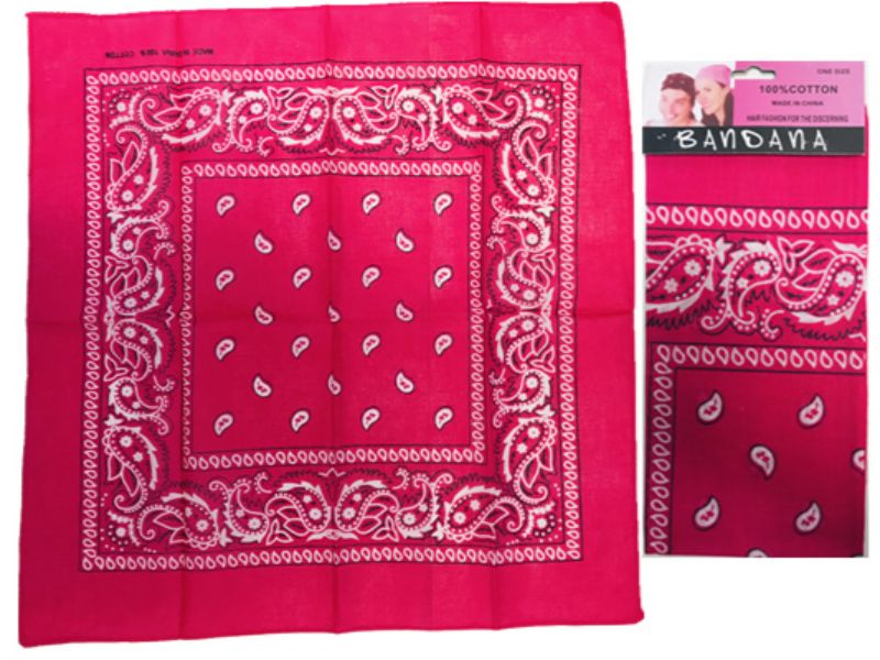 Set of 6 vibrant pink 56cm bandanas, perfect for fashion, gifts, and DIY projects. Soft, durable fabric adds flair.