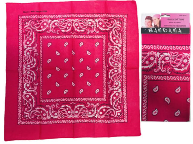 Set of 6 vibrant pink 56cm bandanas, perfect for fashion, gifts, and DIY projects. Soft, durable fabric adds flair.