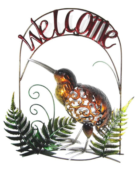 Kiwi Welcome Sign featuring intricate design, measuring 6 x 39 x 46 cm, ideal for adding charm to your entrance.