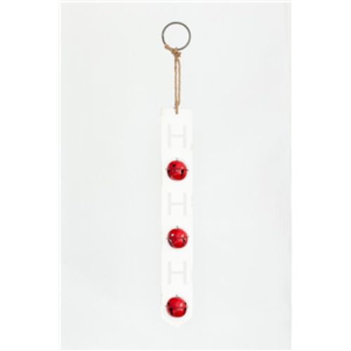 Large Hohoho Hanging Sign with bells, 84cm, cheerful holiday decor for doors or walls, perfect for Christmas celebrations.