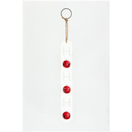 Large Hohoho Hanging Sign with bells, 84cm, cheerful holiday decor for doors or walls, perfect for Christmas celebrations.