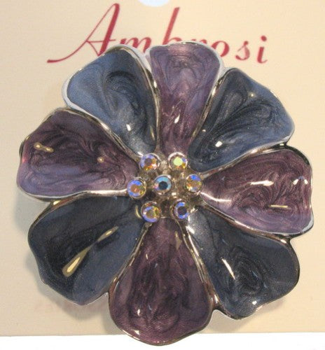 Colorful enamel flower brooch measuring 5cm x 5cm, adorned with crystals, perfect for enhancing any outfit.