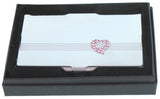 Small matte cardholder featuring etched lines and imitation diamond mini heart in pink or white, perfect for stylish card organization.