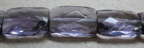 Faceted flat rectangular glass beads, 13x9mm, 25pcs, perfect for jewelry-making with elegant light-reflecting design.