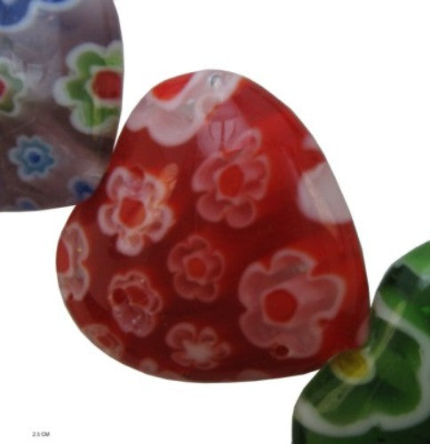 Set of 22 exquisite 19x18mm heart-shaped Venetian beads in vibrant colors, perfect for elegant jewelry making.