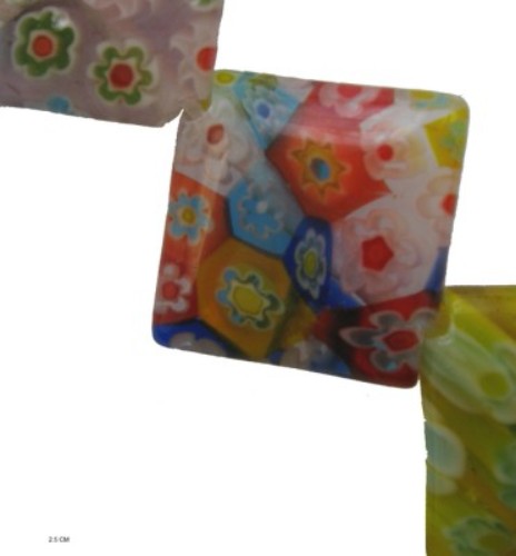 14mm square Venetian beads in vibrant colors, perfect for elegant jewelry designs and crafting projects, pack of 24.