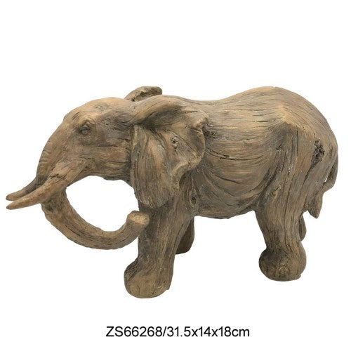 Elegant brown elephant decor figurine, 31.5x14x18 cm, perfect for home or office accents and conversation starters.