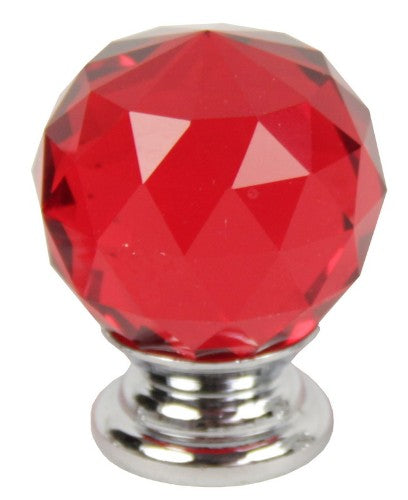 Crystal Red Drawer Knob with 3cm diameter, enhances furniture with elegance and vibrant color, perfect for DIY projects.