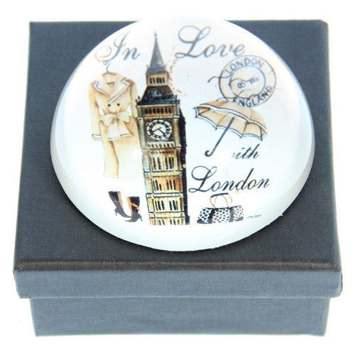 Elegant London-themed paperweight, 7.8cm, combines style and functionality, perfect for organizing documents and gifting.