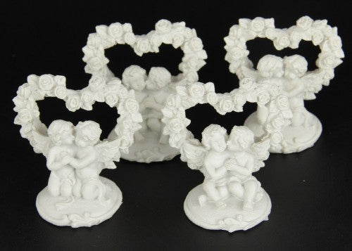 Set of 4 elegant Double Angels Kissing ornaments, perfect for holiday decor, symbolizing love and togetherness.