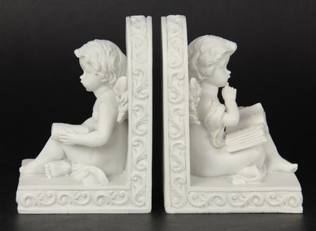 Elegant set of 2 angel bookends, 19x8x13 cm, adding charm and stability to books in any decor.