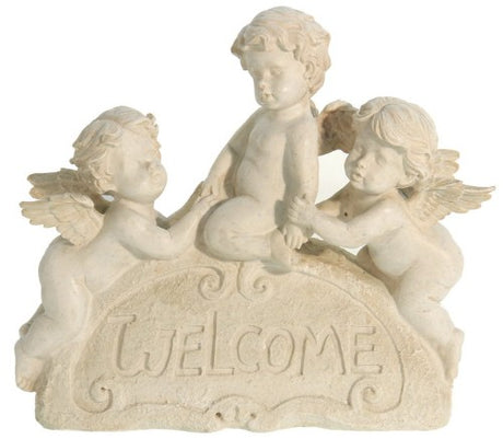 Three charming cherubs in gentle pastel hues welcome guests, enhancing your decor with warmth and elegance.