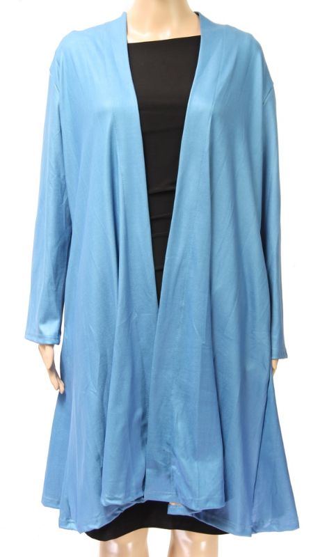 Solid blue coat cape in medium size, offering warmth and elegance with spacious armholes for comfort and style.