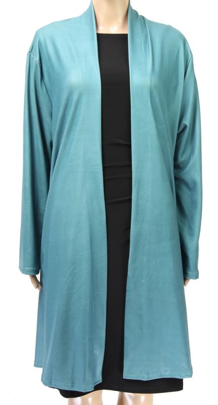 Solid teal coat cape for women, small fit with stylish cuffs, perfect for layering and versatile wear from day to night.