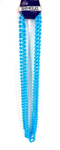 Set of 4 long blue bead necklaces, each 83cm, perfect for layering or individual wear, ideal for stylish versatility.