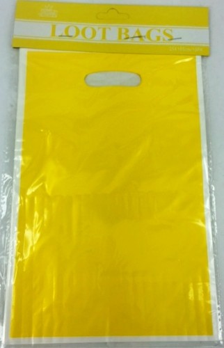 Bright yellow loot bags (10 units) for treats and favors, perfect for parties and celebrations, measuring 16.5 x 25cm.