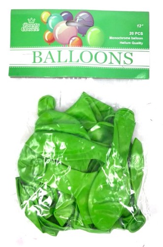 Pack of 20 metallic green balloons, perfect for festive celebrations and versatile for various occasions.