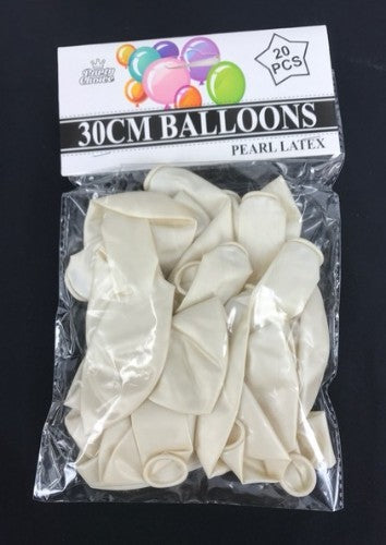 Pack of 20 metallic white balloons, perfect for elegant celebrations and versatile event decor.