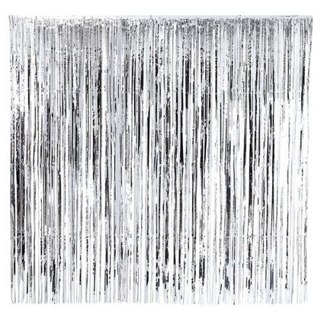 Elegant silver foil door curtain measuring 1x3m, perfect for parties, privacy, and enhancing home decor.