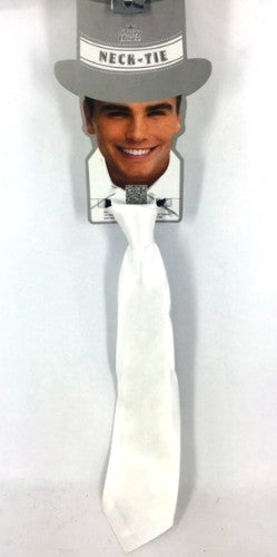 Adjustable white party neck tie measuring 36 x 10cm, perfect for adding elegance to any outfit or occasion.