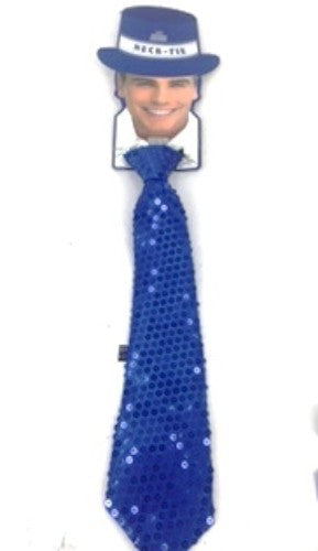 Bright blue adjustable neck tie with sparkling sheen, perfect for formal events and enhancing your party attire.