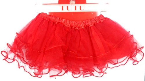 Vibrant red 30cm tutu skirt for children, featuring soft tulle layers and elastic waistband, perfect for parties and play.
