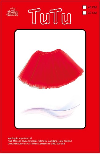 Bright red 3-layer tutu for girls, 30cm length with a comfy elastic waistband, perfect for dancing and dress-up fun.