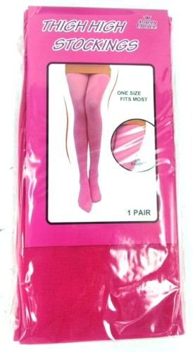 Hot pink thigh high stockings designed for a bold fashion statement, offering comfort and a striking pop of color.