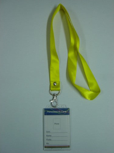Vibrant yellow ID card holders with lanyards, ideal for secure and stylish ID display, pack of 24 units.