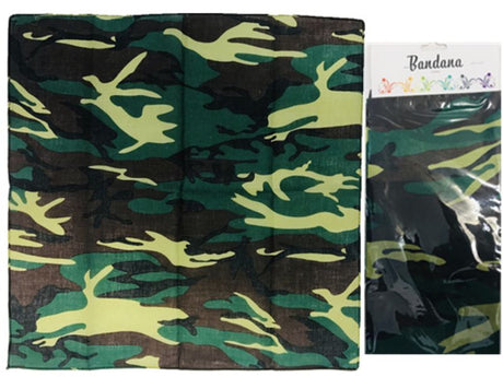 Set of 12 camouflage bandanas measuring 56cm, perfect for outdoor activities and stylish fashion statements.