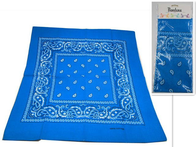 Set of 12 vibrant royal blue bandanas, 56cm each, perfect for accessories, costumes, and versatile styling.