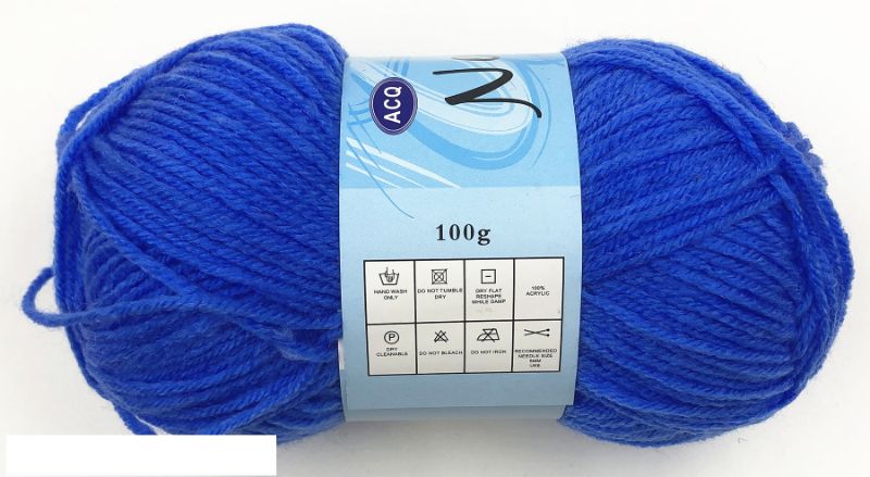 Vibrant blue acrylic yarn set of 6, each skein 100g, perfect for versatile crafting and durable handmade projects.