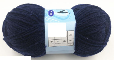 Set of 12 navy acrylic yarn skeins (100g each) for versatile knitting, crocheting, and crafting projects.