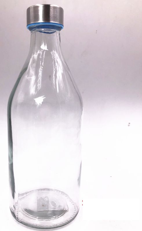 Set of 6 elegant 1L glass water bottles, BPA-free, stylish, eco-friendly, perfect for hydration at home or on the go.