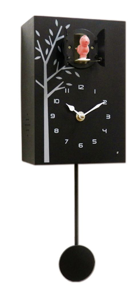 Elegant black rectangle cuckoo clock by ZITOS, featuring 12 birdsongs and a modern design for stylish home decor.