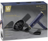 High-performance VS Sassoon Luxe Airsonic hair dryer with 110,000 RPM motor, digital sensor, 3 heat settings, and ionic conditioning.