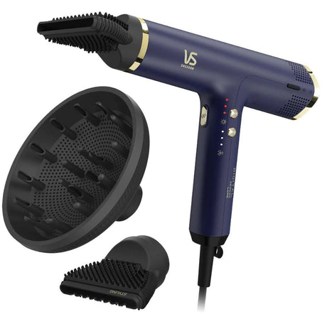 VS Sassoon Digital Sensor Luxe Airsonic Hair Dryer with high-speed motor, 3 heat & 4 speed settings, compact, lightweight design.