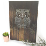 Kiwiana Wall Art featuring a Dark Wood Morepork design on durable ACM, perfect for home or office decor, ready to hang.