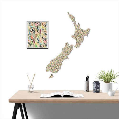 Kiwiana Wall Art featuring a large NZ map in a diamond pattern, crafted from durable Aluminium Composite Material.