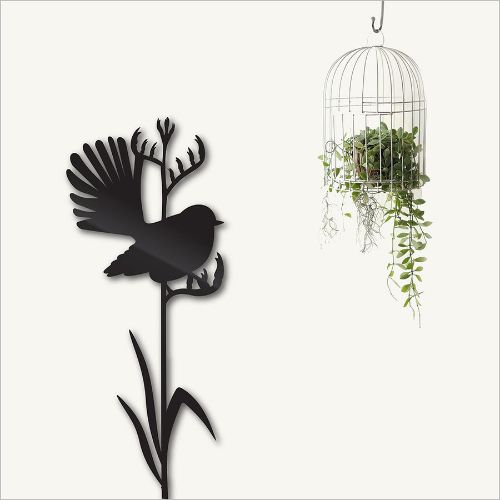 Kiwiana wall art featuring a Fantail bird on tall flax, crafted from durable Aluminium Composite Material, perfect for any setting.