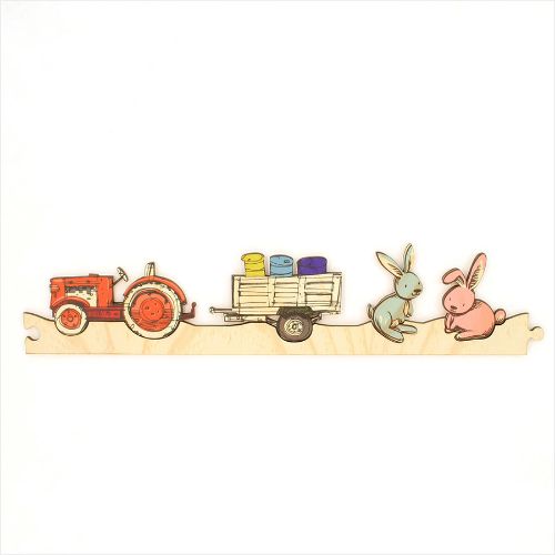 Eco-friendly Pine Jigsaw Strip: Farm Section 2 featuring vibrant puzzle pieces for creative, educational play.