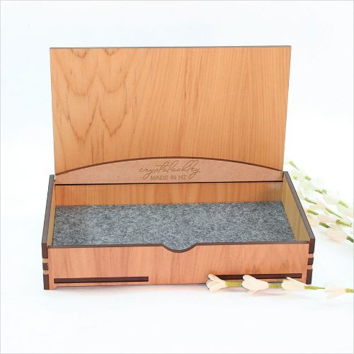 Large rectangular trinket box with NZ paua inlay, perfect for storing jewelry and keepsakes in style.