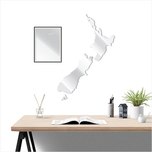 Kiwiana Wall Art featuring a large NZ map with a black and white Koru pattern, perfect for home and office decor.