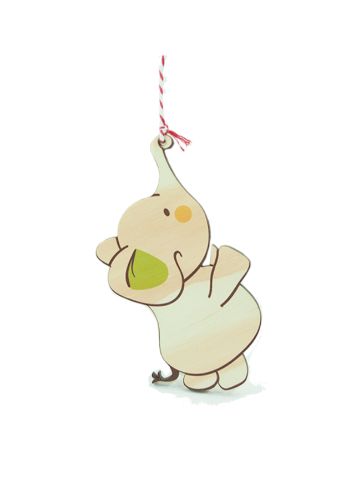 Whimsical elephant holding a star decor for showcasing kids' art and photos, made of eco-friendly pine veneer.