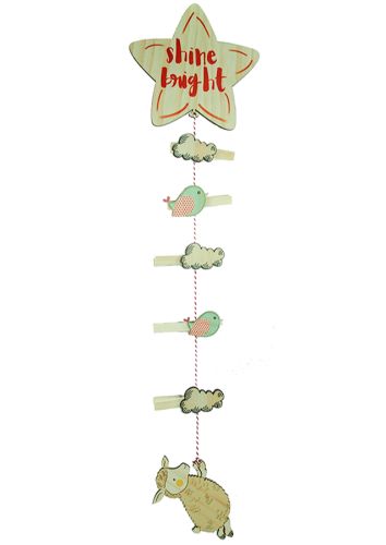 Whimsical art pegs featuring a sheep holding a star, ideal for displaying children's artwork and photos.