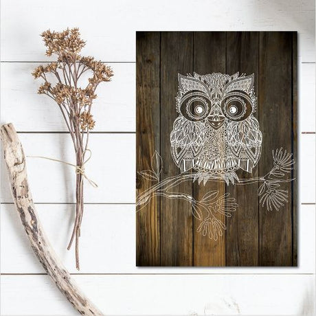 Large Kiwiana wall art featuring a detailed Morepork design, printed on lightweight plywood, perfect for New Zealand-themed decor.