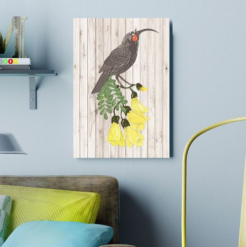 Kiwiana Wall Art featuring the iconic Huia bird, crafted from lightweight plywood, ready to hang, celebrating New Zealand's wildlife.