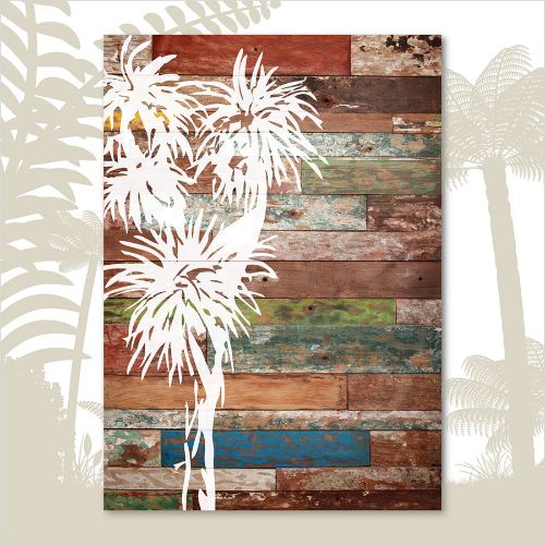 Kiwiana wall art featuring a large Cabbage Tree design on lightweight plywood, vibrant colors perfect for any room.