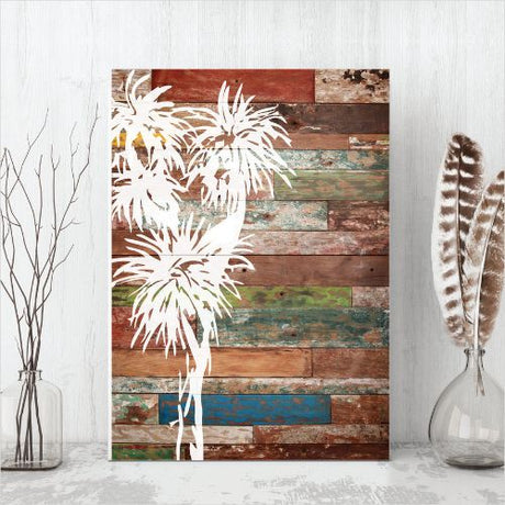 Kiwiana Wall Art featuring a Cabbage Tree design, crafted from lightweight plywood and FSC certified for eco-friendly decor.