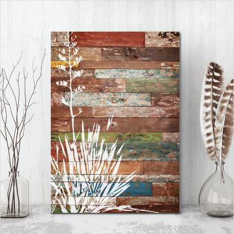 Kiwiana Wall Art featuring New Zealand flax design on lightweight plywood, ready to hang, 205mm x 288mm.